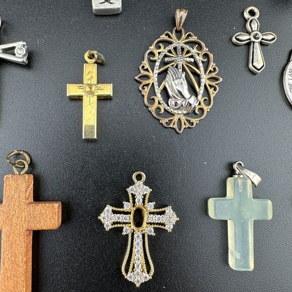 Lot Mix Cross Pendants Christian Religious Catholic Faith Vintage Now Handmade - Picture 7 of 14